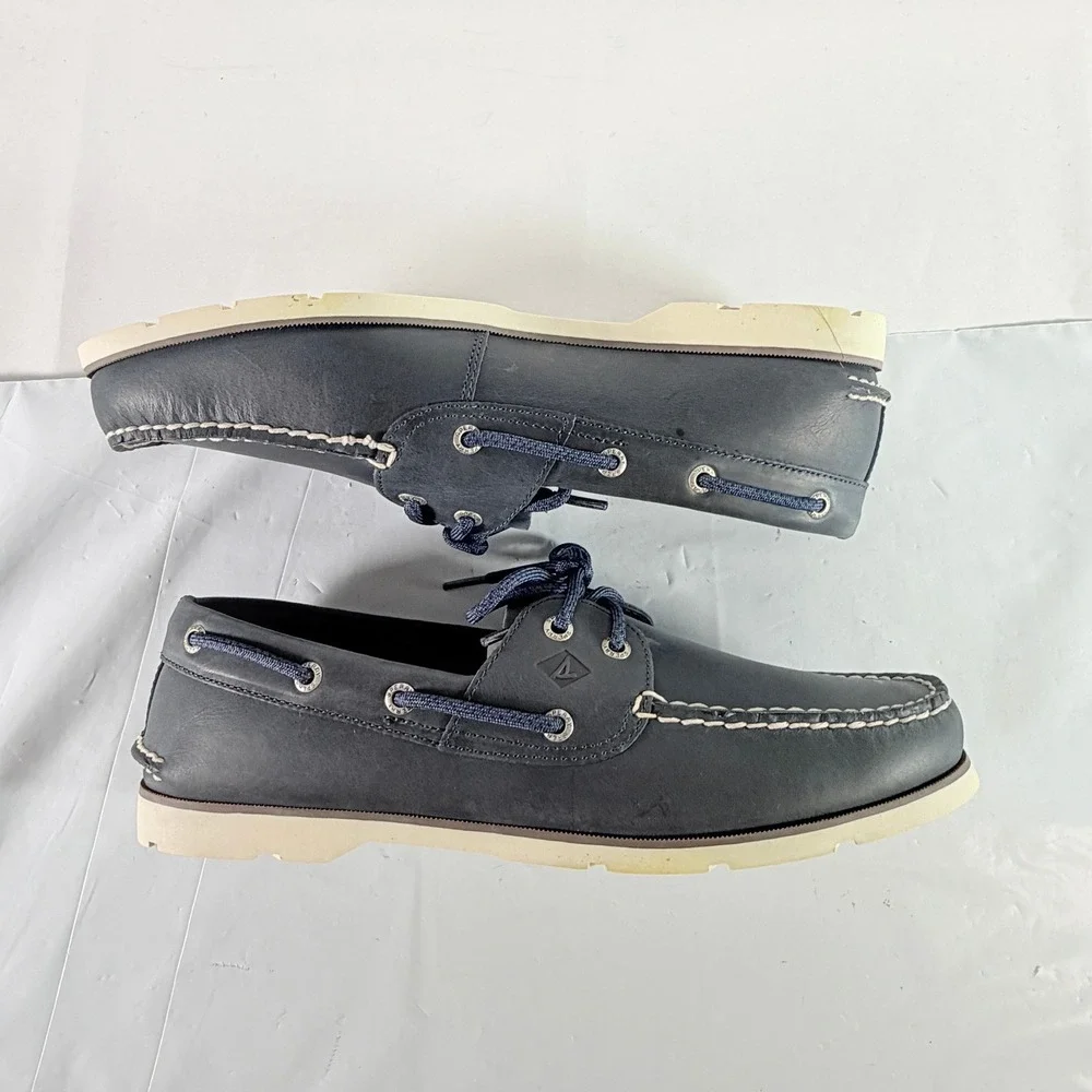 Sperry Top-Sider Leeward 2-Eye Navy Boat Shoes Men's Size 10.5 W New NIB